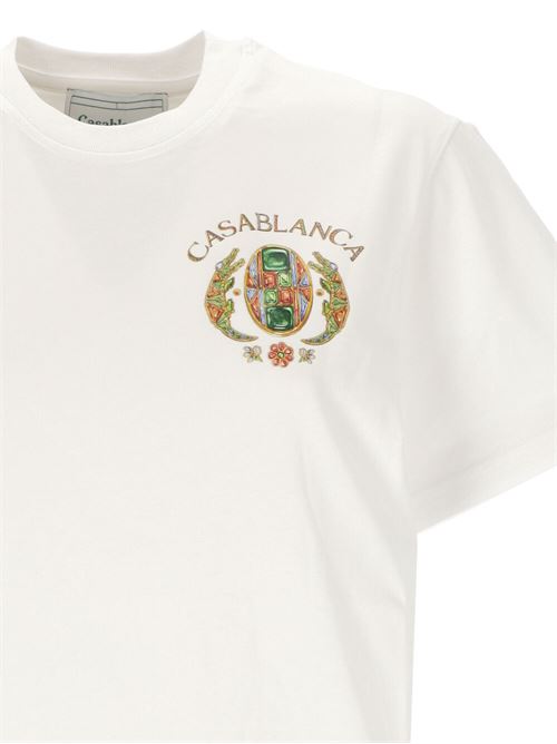 T-shirt bianca con logo frontale Casablanca | WS24JTS00201JOYAUX D AFRIQUE TENNIS CLUB